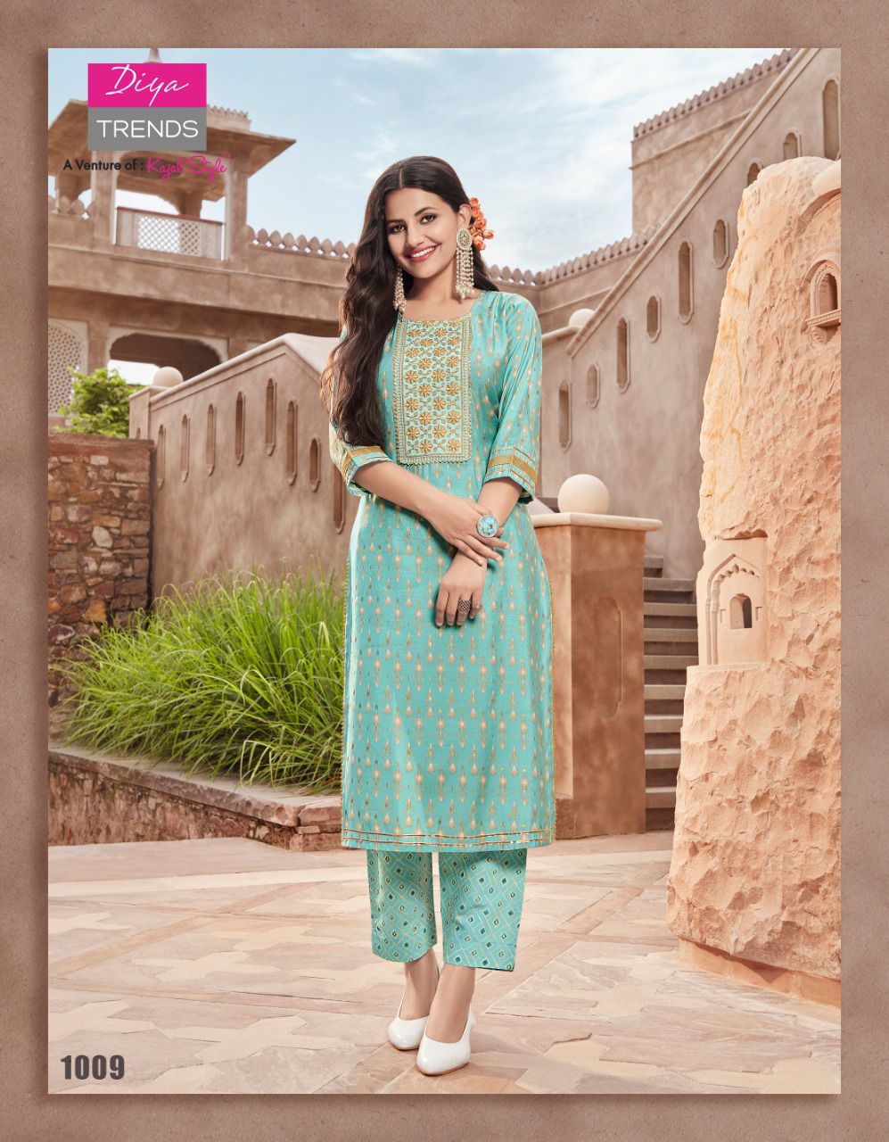 Goldy 1 Fancy Latest Designer Ethnic Wear Foil Print Kurti With Bottom Collection